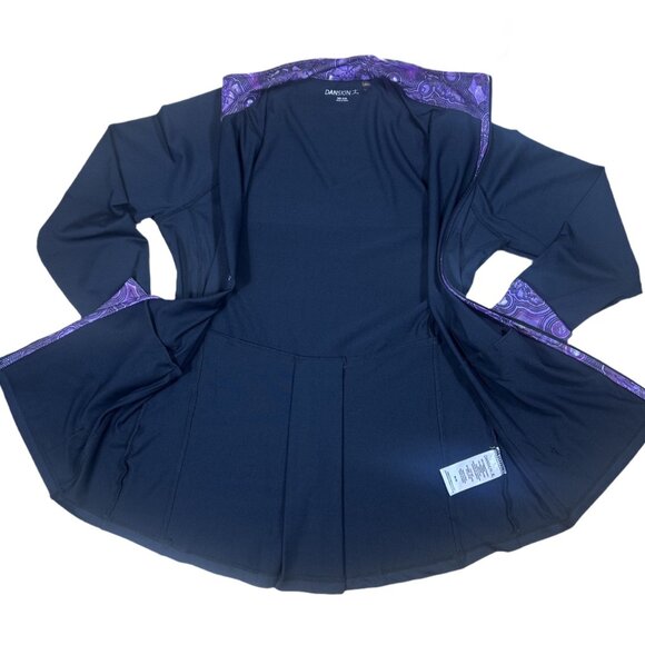 Danskin Black Full Zip Track Jacket – Purple Paisley Collar & Cuffs (Size M) - Picture 5 of 6